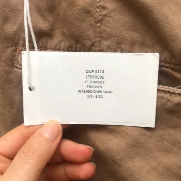 FRAME Le Tomboy  Ripped Trouser Washed Dark Sand Distressed Size 26 NWT - Picture 9 of 9